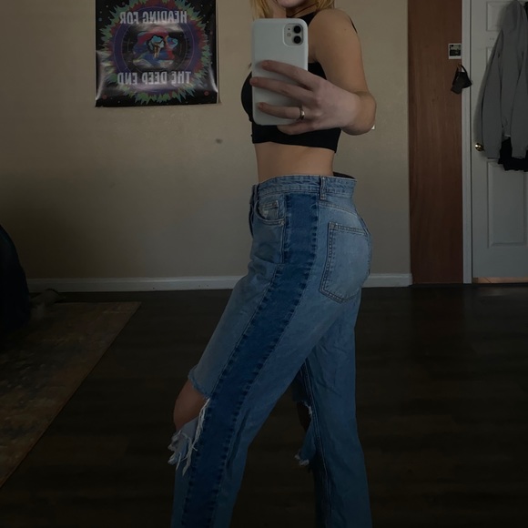 Two tone boyfriend jeans - Picture 3 of 4